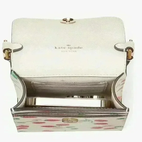 Kate Spade Purse Strawberry Vine North South Phone Crossbody - Picture 9 of 10